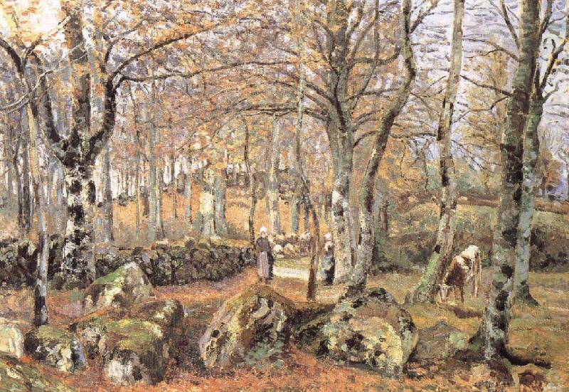 There are rock scenery, Camille Pissarro